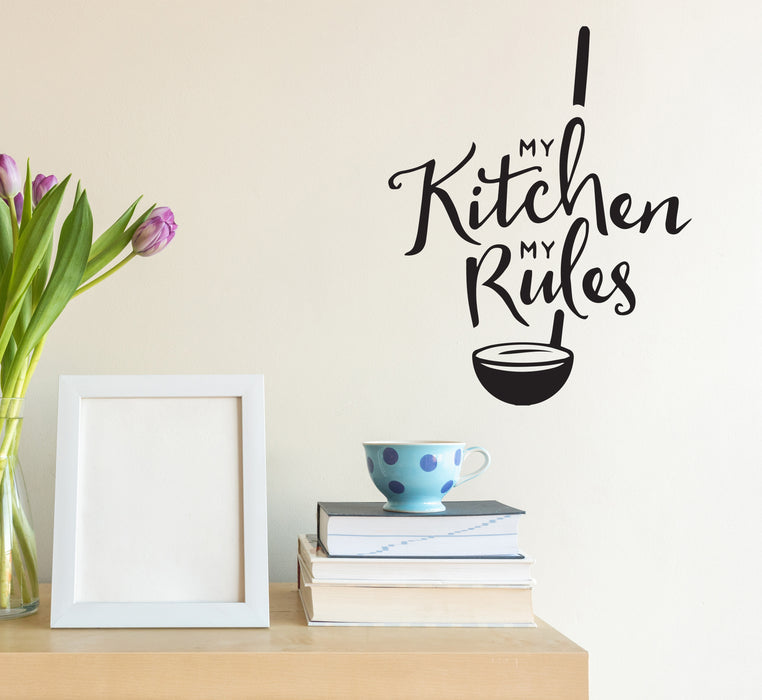 Wall Decal Kitchen Rules Restaurant Food Business Interior Vinyl Decor Black 22.5 in x 18 in gz542