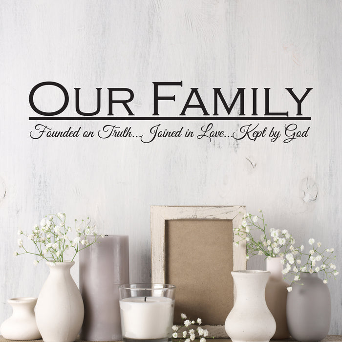 Wall Decal Family Faith Truth Family Faith Truth Interior Vinyl Decor Black 35 in x 8 in gz543