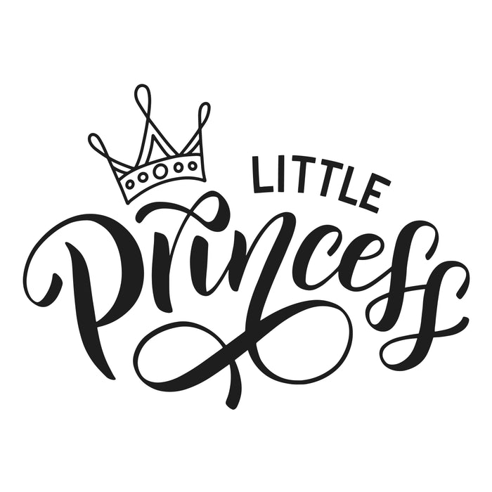 Wall Decal Little Princess Crown Girl Kids Room Interior Vinyl Decor Black 22.5 in x 16.5 in gz551