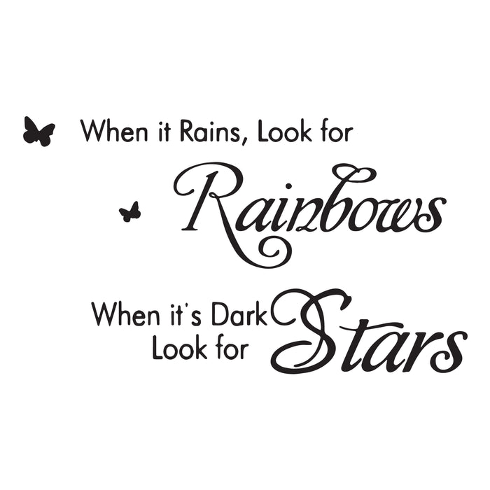 Wall Decal Rains Stars Rainbow Butterfly Romantic Vinyl Decor Black 22.5 in x 13.5 in gz553