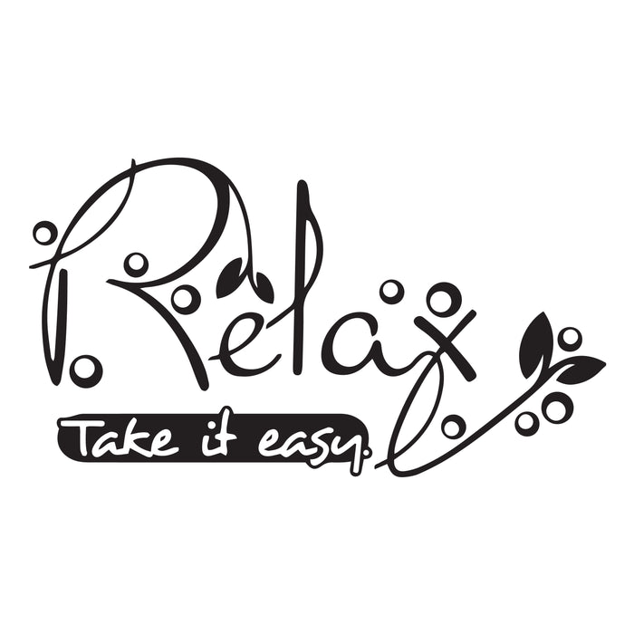 Wall Decal Relax Take It Easy Phrase Interior Vinyl Decor Black 22.5 in x 12.5 in gz554