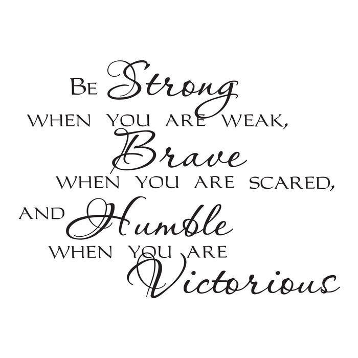 Wall Decal Strong Brave Victorious Motivation Quote Interior Vinyl Decor Black 35 in x 22.5 in gz556