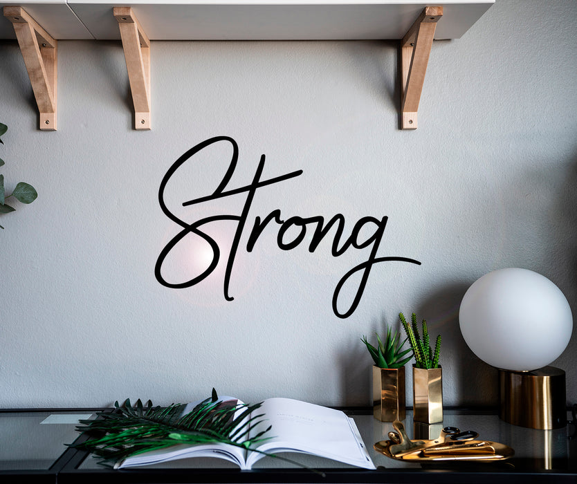 Wall Decal Strong Motivational Inspirational Quote Words Interior Vinyl Decor Black 22.5 in x 15.5 in gz557