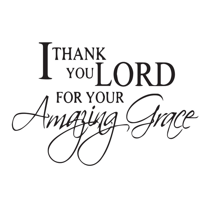 Wall Decal Thank You Lord Grace Religion Interior Vinyl Decor Black 22.5 in x 15 in gz558