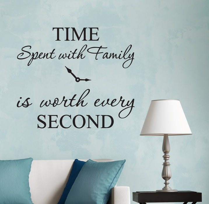 Wall Decal Family Time Home Love Motivation Interior Vinyl Decor Black 22.5 in x 19.5 in gz560