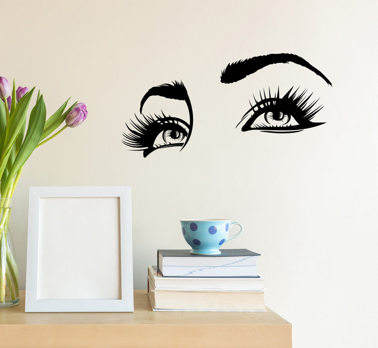 Wall Decal Eyes Girl Beauty Face Interior Vinyl Decor Black 22.5 in x 14 in gz565