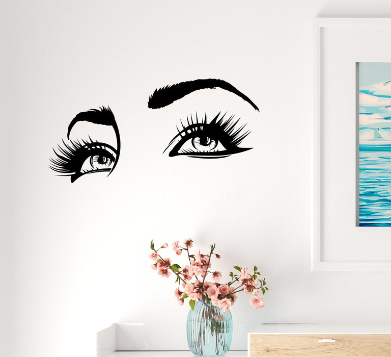 Wall Decal Eyes Girl Beauty Face Interior Vinyl Decor Black 22.5 in x 14 in gz565