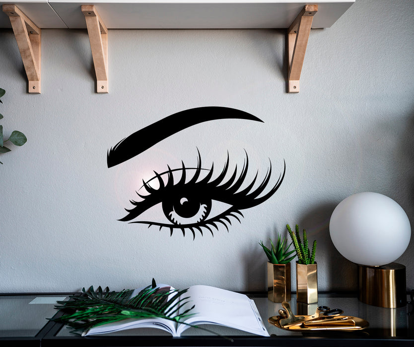 Wall Decal Eyebrow Girl Beauty Salon Female Face Interior Vinyl Decor Black 22.5 in x 17 in gz567