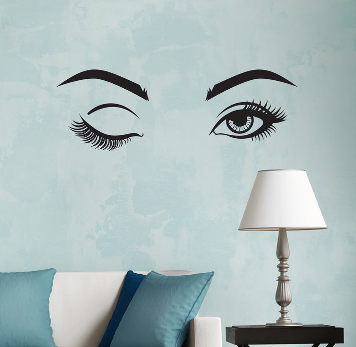 Wall Decal Eyes Girl Beauty Studio Eyebrow Interior Vinyl Decor Black 22.5 in x 7.5 in gz568