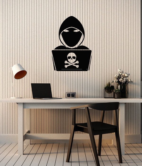 Vinyl Wall Decal Hacker Cyber Security Laptop Computer Art Interior Stickers Mural (ig5924)