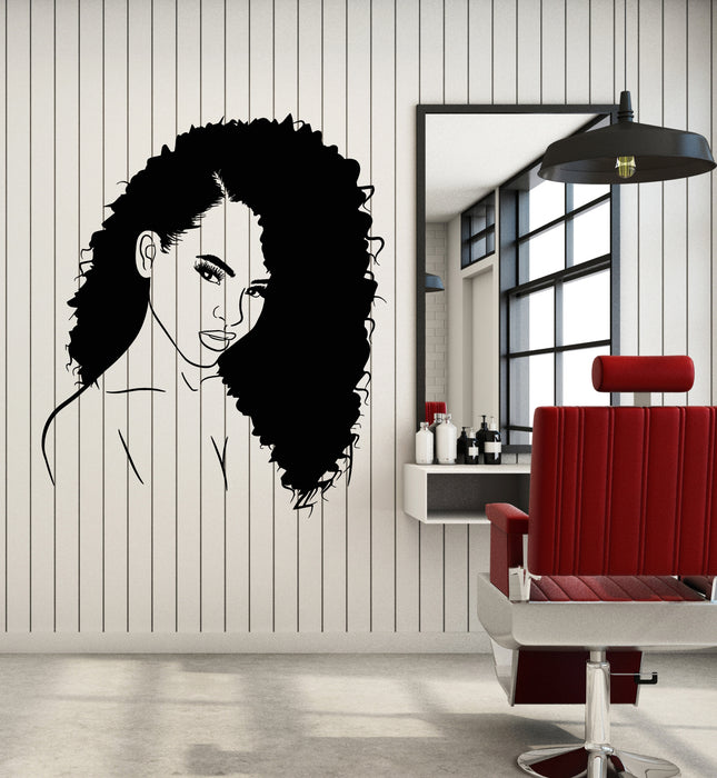 Vinyl Wall Decal Hairstyle Frizz Beautiful Girl Face Hair Salon Stickers Mural (g1797)