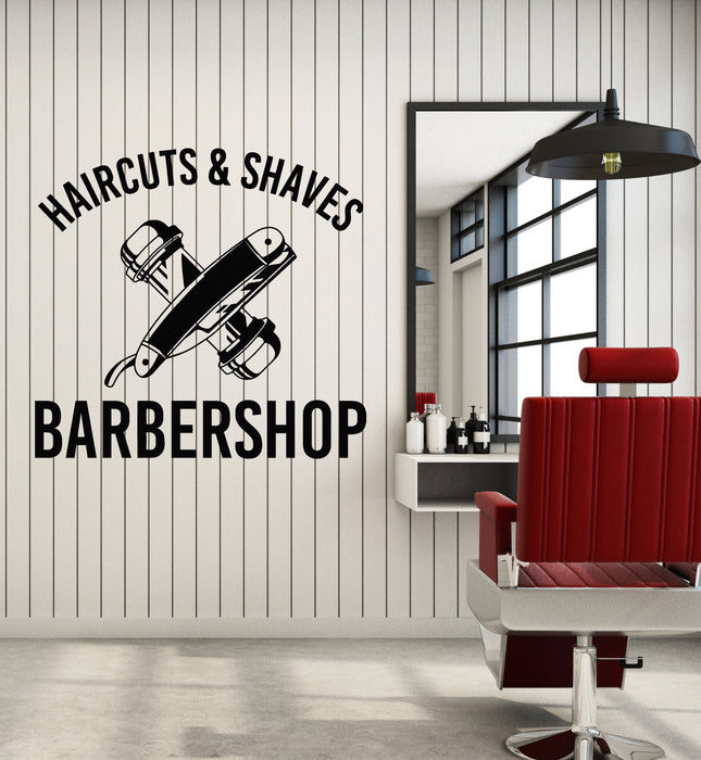 Vinyl Wall Decal Haircut Shaves Professional Barbershop Man's Hair Stickers Mural (g1946)