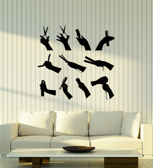 Vinyl Wall Decal Beauty Hair Salon Barber Tools Hairstyle Hairdryer Stylist Stickers Mural (g1572)