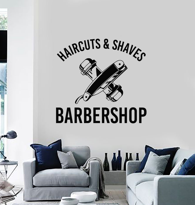 Vinyl Wall Decal Haircut Shaves Professional Barbershop Man's Hair Stickers Mural (g1946)