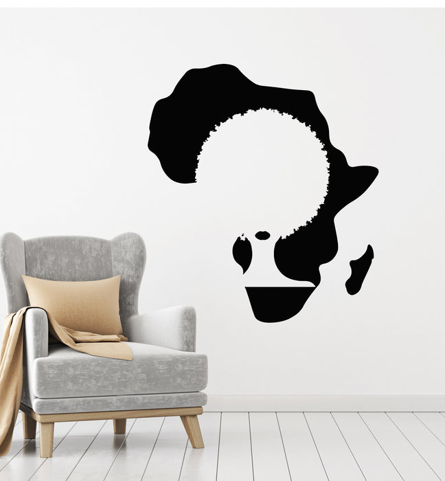 Vinyl Wall Decal African Continent Map Black Lady Lips Afro Style Stickers Mural (g2187)