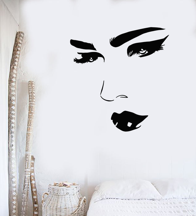 Vinyl Wall Decal Abstract Face Cosmetics Beauty Salon Makeup Stickers Mural (g2395)