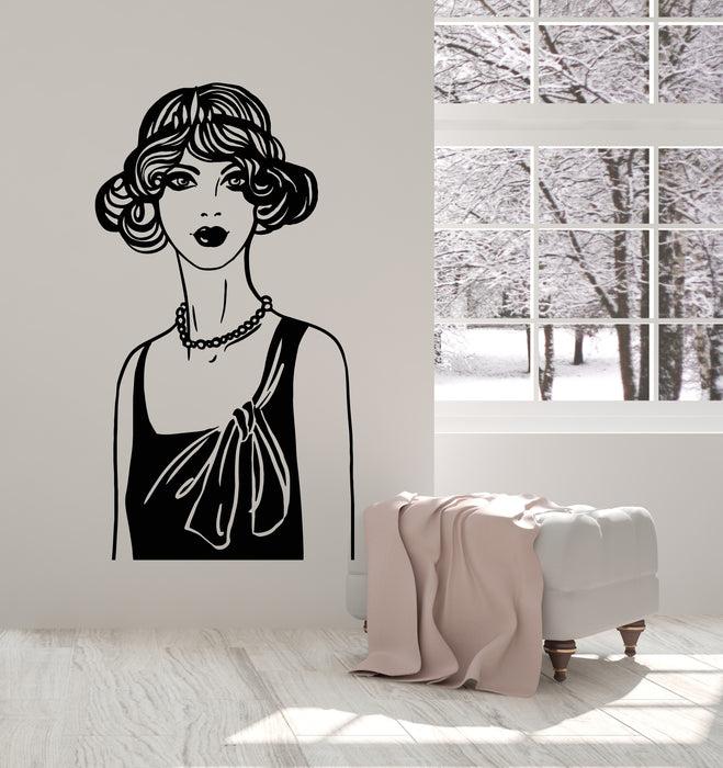 Vinyl Wall Decal Jazz Fashion Beauty Girl Retro Style Hair Salon Stickers Mural (g2703)