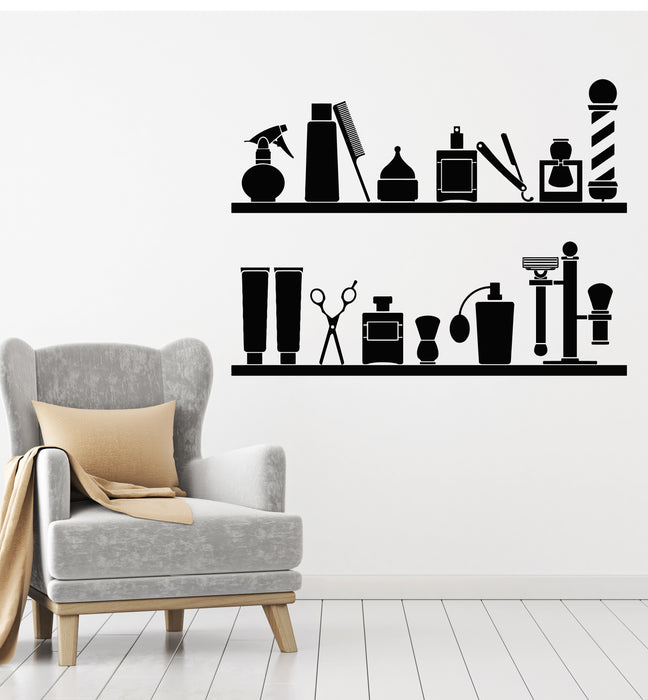 Vinyl Wall Decal Man's Hair Cutting Barber Tools Hairdresser Stickers Mural (g1144)