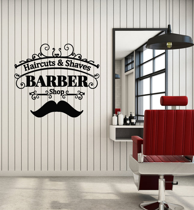 Vinyl Wall Decal Haircut Shaves Barbershop Service Mustache Stickers Mural (g4549)