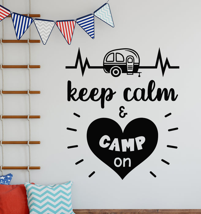 Виниловая наклейка на стену Keep Calm Camp On Love Наклейки для кемпинга и приключений (g6674)