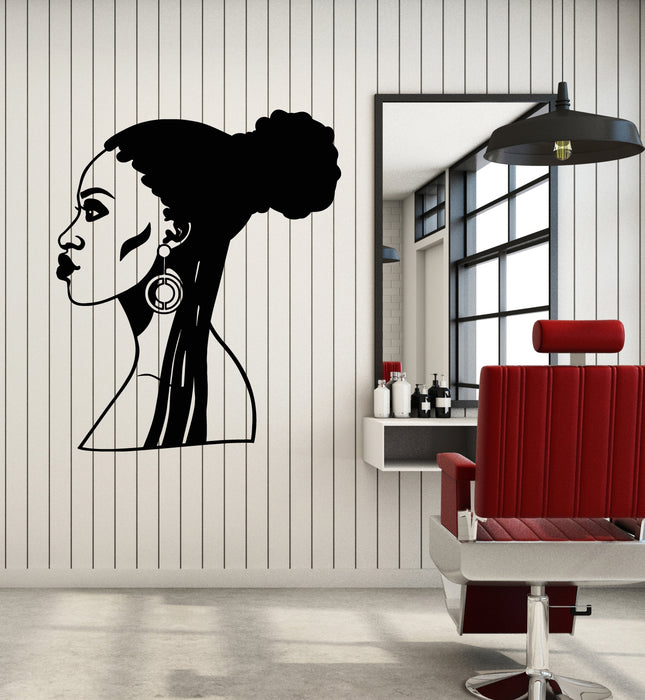 Vinyl Wall Decal African American Beauty Woman Face Hairstyle Stickers Mural (g2932)