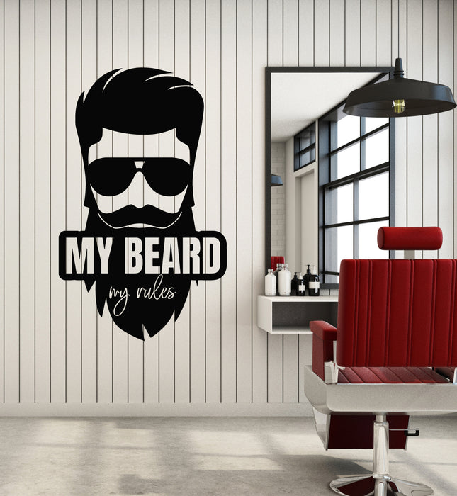 Vinyl Wall Decal Barbershop Barber Hair Salon Beard Hairstyle For Men Stickers Mural (g3091)