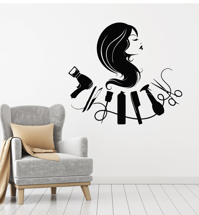 Vinyl Wall Decal Hair Tools Beauty Salon Stylist Hairdresser Stickers Mural (g3222)