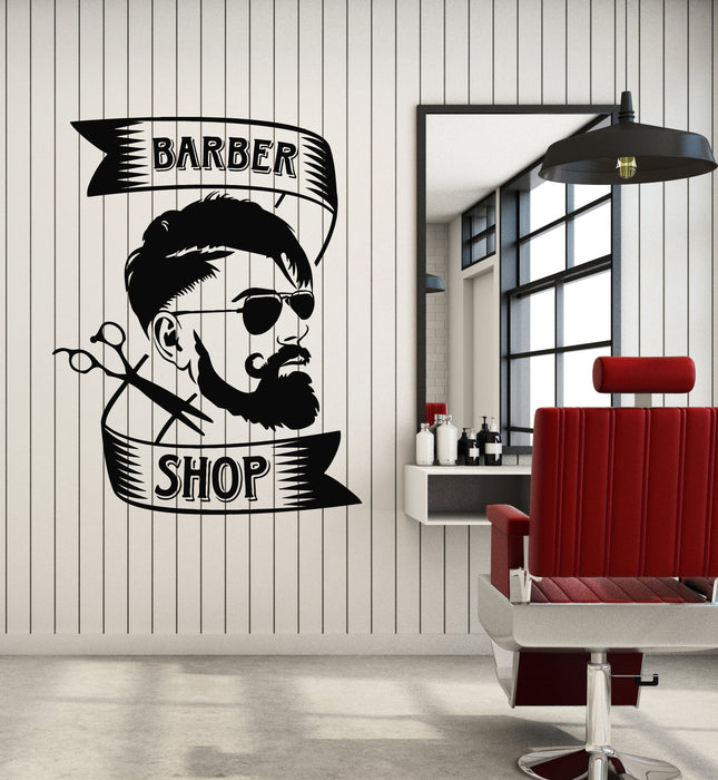 Vinyl Wall Decal Hair Salon Barber Shop Man's Style Scissors Stickers Mural (g5170)