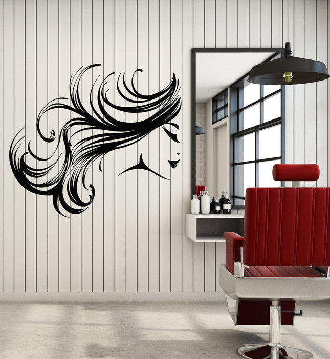 Vinyl Wall Decal Beauty Girl Face Hair Spa Salon Barber Stickers Mural (g5250)