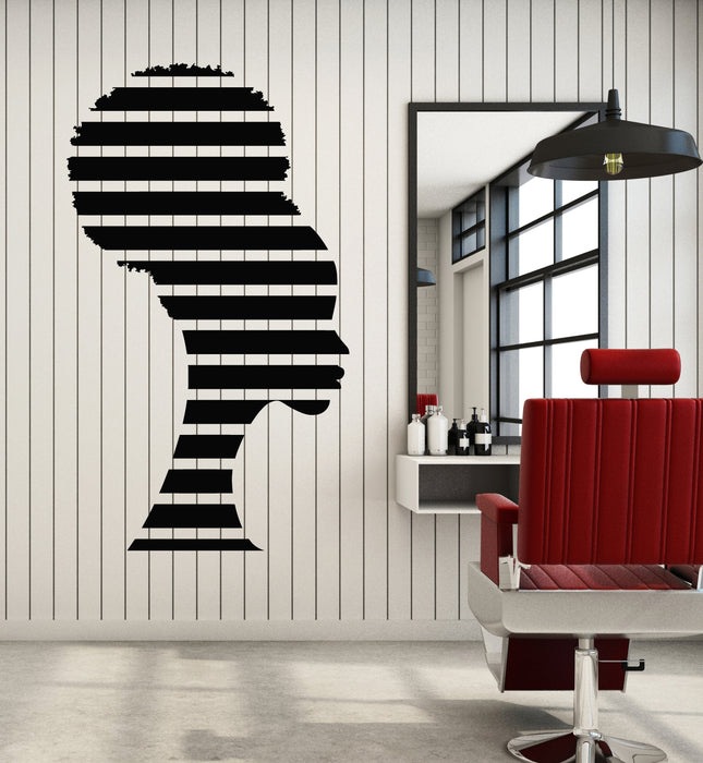 Vinyl Wall Decal Beauty Hair Salon Profile Abstract Afro Woman Stickers Mural (g5835)