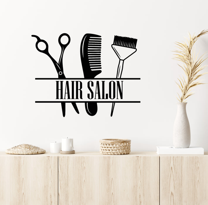 Vinyl Wall Decal Beauty Hair Salon Barber Tools Hairdresser Stickers Mural (g6282)