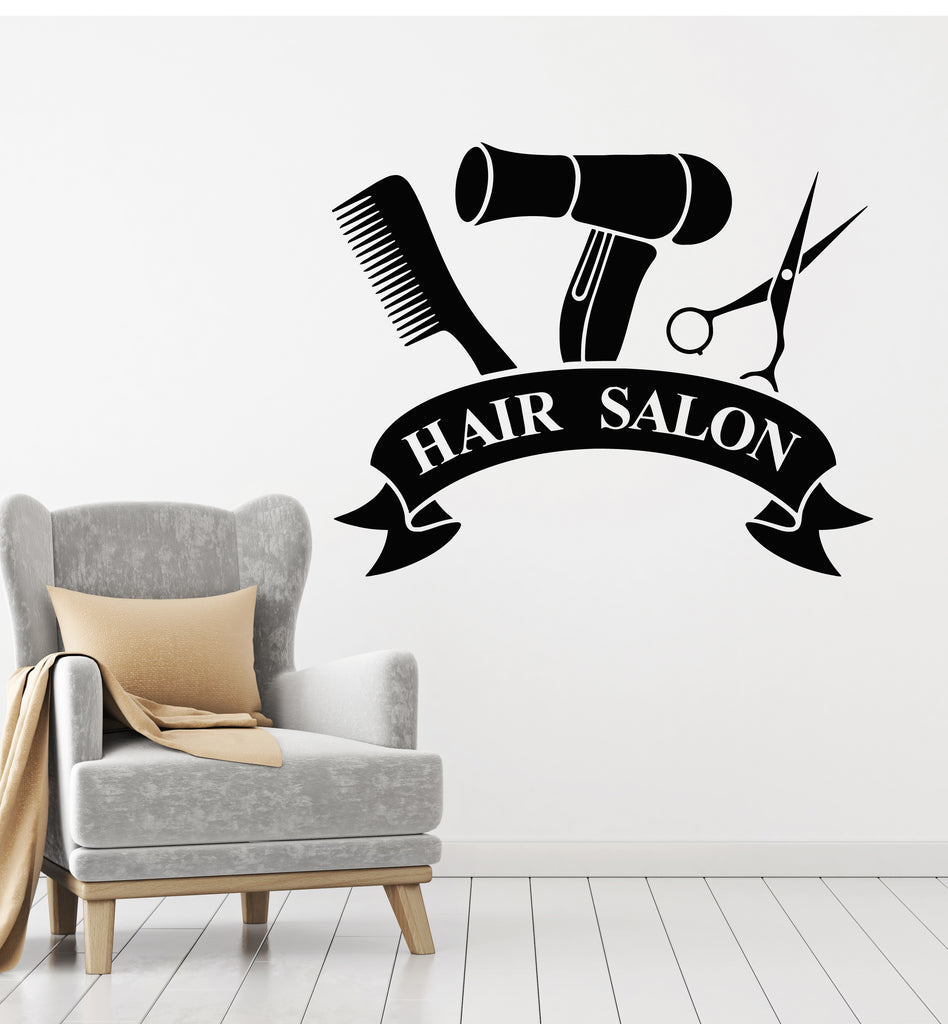 Vinyl Decal Beauty Salon Decor Hair Stylist Tools Barber Style Wall St —  Wallstickers4you