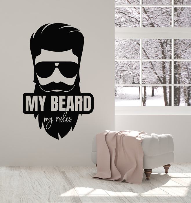 Vinyl Wall Decal Barbershop Barber Hair Salon Beard Hairstyle For Men Stickers Mural (g3091)