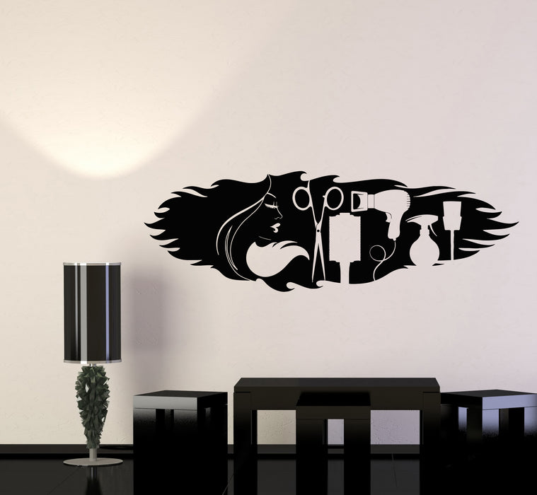 Vinyl Wall Decal Beauty Salon Stylist Hairdresser Hair Tools Stickers Mural (g3223)