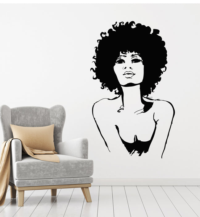 Vinyl Wall Decal Beauty Girl Head Frizz Hair Salon Stylist Stickers Mural (g3319)