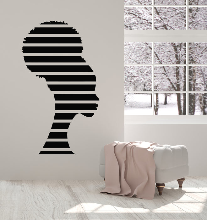Vinyl Wall Decal Beauty Hair Salon Profile Abstract Afro Woman Stickers Mural (g5835)