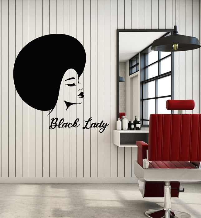Vinyl Wall Decal Hair Beauty Spa Salon Black Lady Head Stickers Mural (g6103)