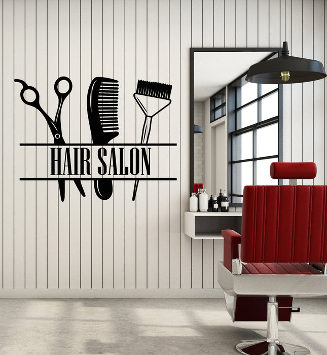 Vinyl Wall Decal Beauty Hair Salon Barber Tools Hairdresser Stickers Mural (g6282)