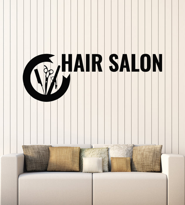 Vinyl Wall Decal Barber Tools Hair Hairdresser Beauty Salon Stickers Mural (g6345)