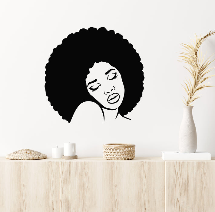 Vinyl Wall Decal Hair Beauty Salon Afro Girl Head Stylish Fashion Stickers Mural (g7874)