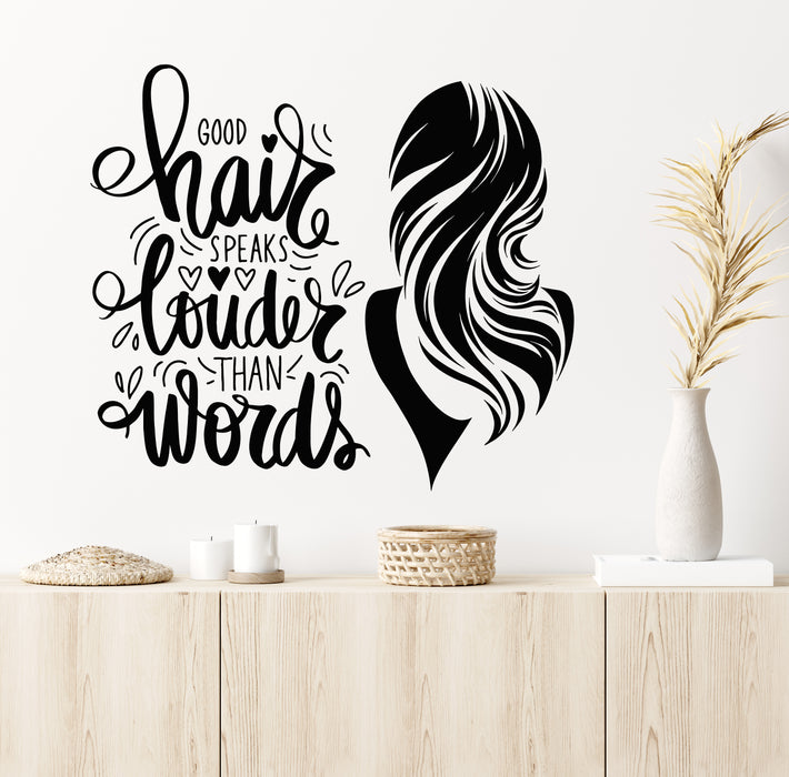 Vinyl Wall Decal Woman Hair Style Phrase Words Beauty Salon Stickers Mural (g5501)