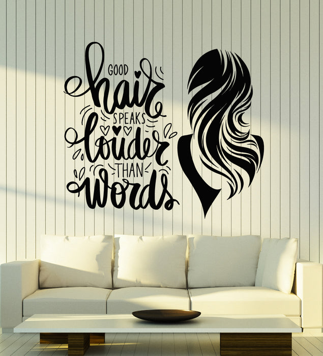 Vinyl Wall Decal Woman Hair Style Phrase Words Beauty Salon Stickers Mural (g5501)