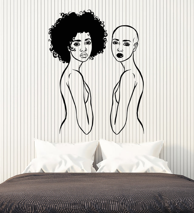 Vinyl Wall Decal Couple Girls Women Beauty Hair Salon Art Decor Stickers Mural (g5729)