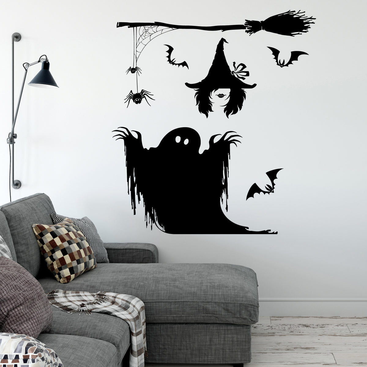 Halloween Vinyl Wall Decal Horror Scary Witch Spiders Spooky Stickers ...