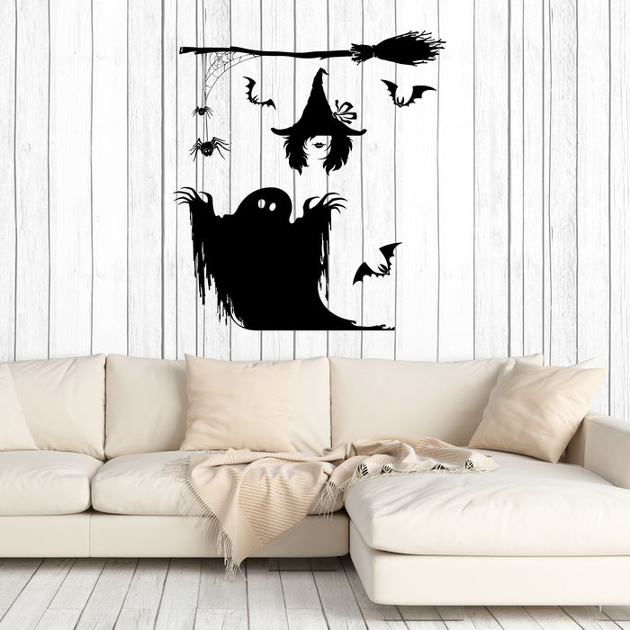 Halloween Vinyl Wall Decal Horror Scary Witch Spiders Spooky Stickers Mural (k145)