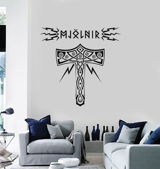 Vinyl Wall Decal Ancient Decor Celtic Hammer Scandinavian Stickers Mural (g6027)