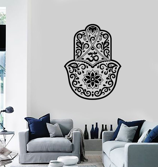 Vinyl Wall Decal Hamsa Lotus Om Hinduism Amulet Home Room Decoration Stickers Mural (ig5594)