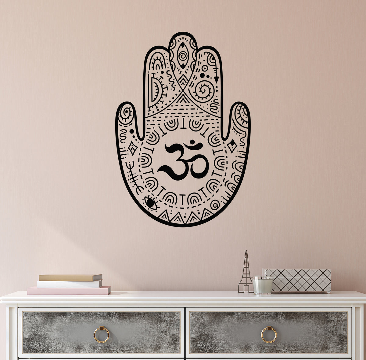 Vinyl Wall Decal Hamsa Om Sign Hinduism Bedroom Room Decor Stickers Mu ...