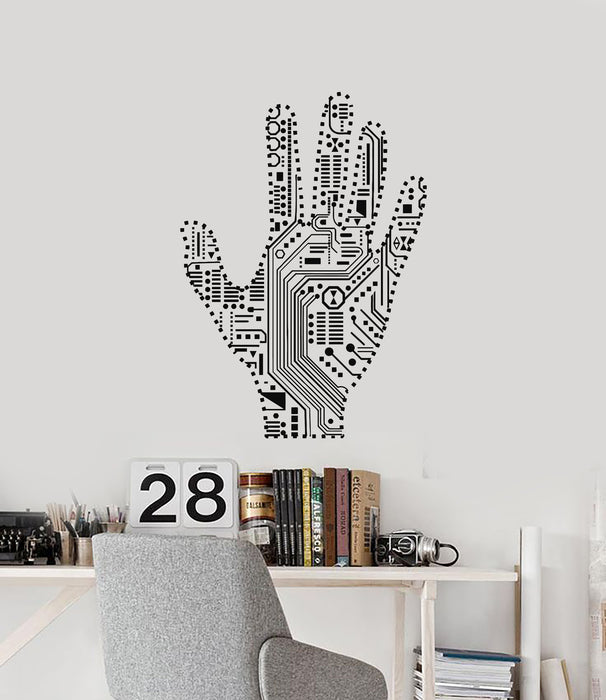 Vinyl Wall Decal Artificial Intelligence Hand Chip Engineer Stickers Mural (g1990)