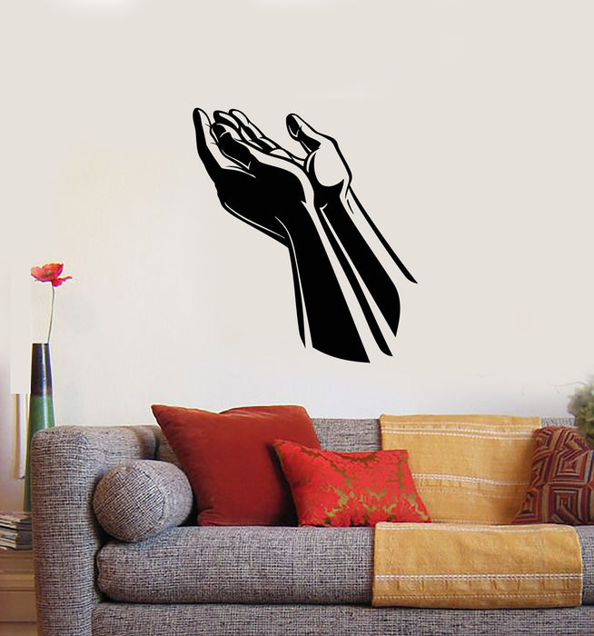 Vinyl Wall Decal Praying Hands Prayer Room Religion Stickers Mural (g1628)